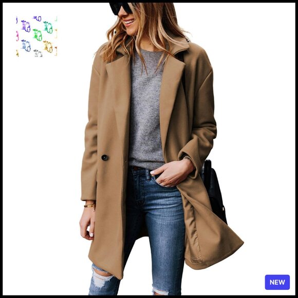 Notched Lapel Wool Blend Coat Blazer Style Chic Classic Winter Warm